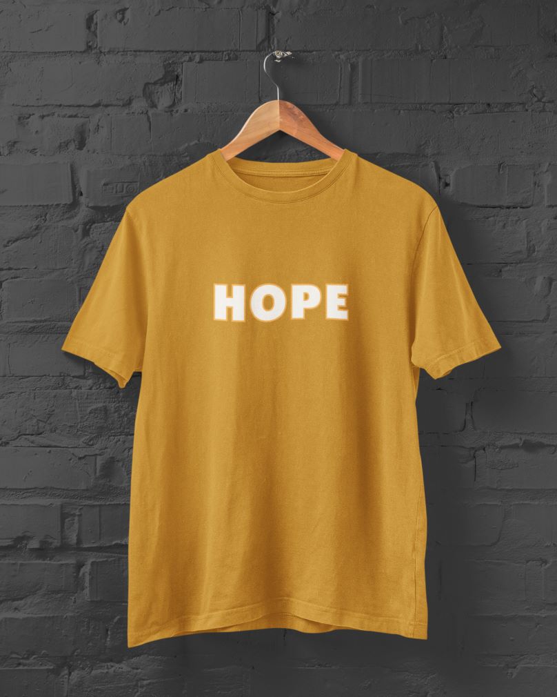 HOPE Half Sleeve T-Shirt for Men Mustard Yellow