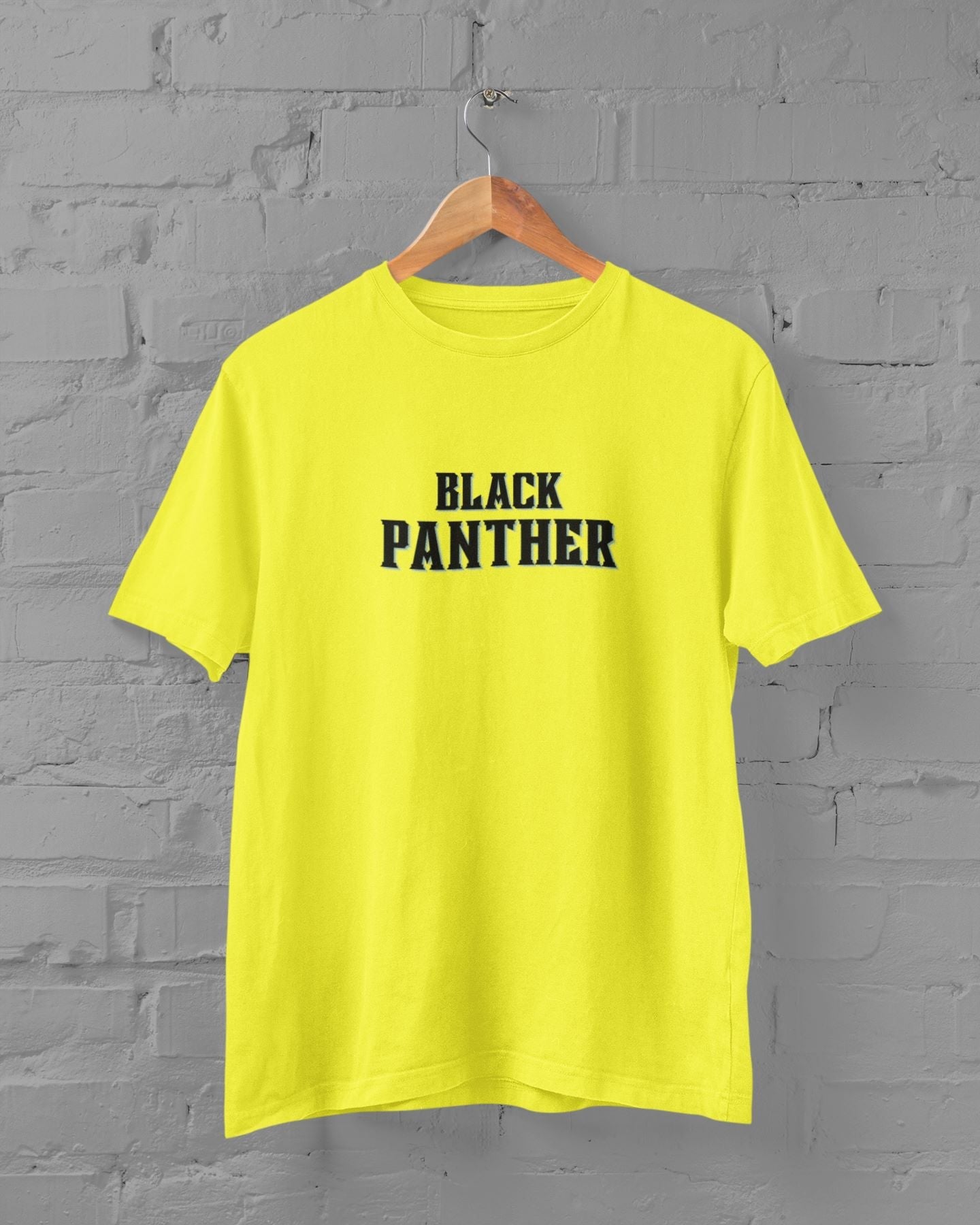 Black Panther Superhero Half Sleeve T-shirt for Men New Yellow