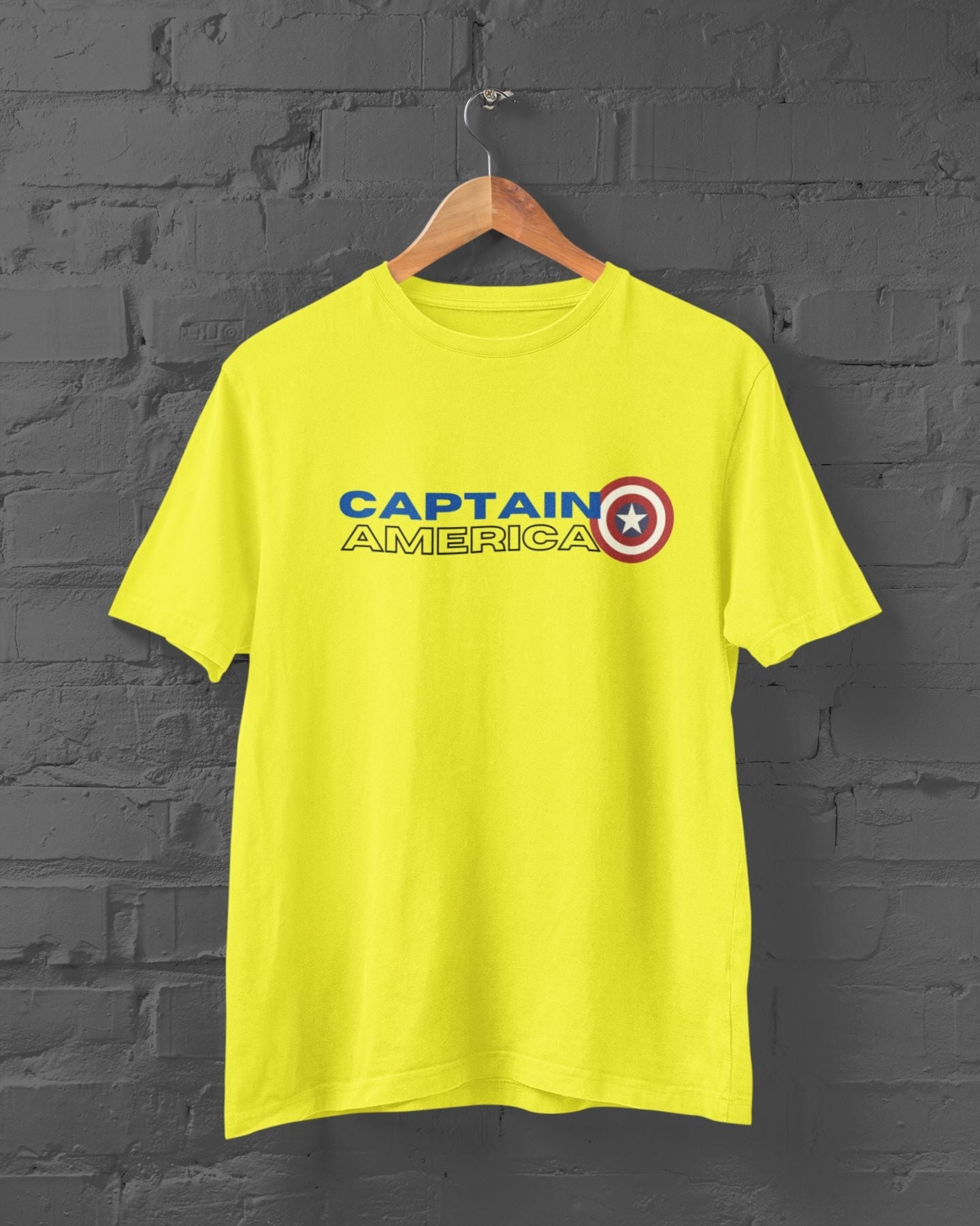 Captain America Superhero Half Sleeve T-Shirt for Men New Yellow