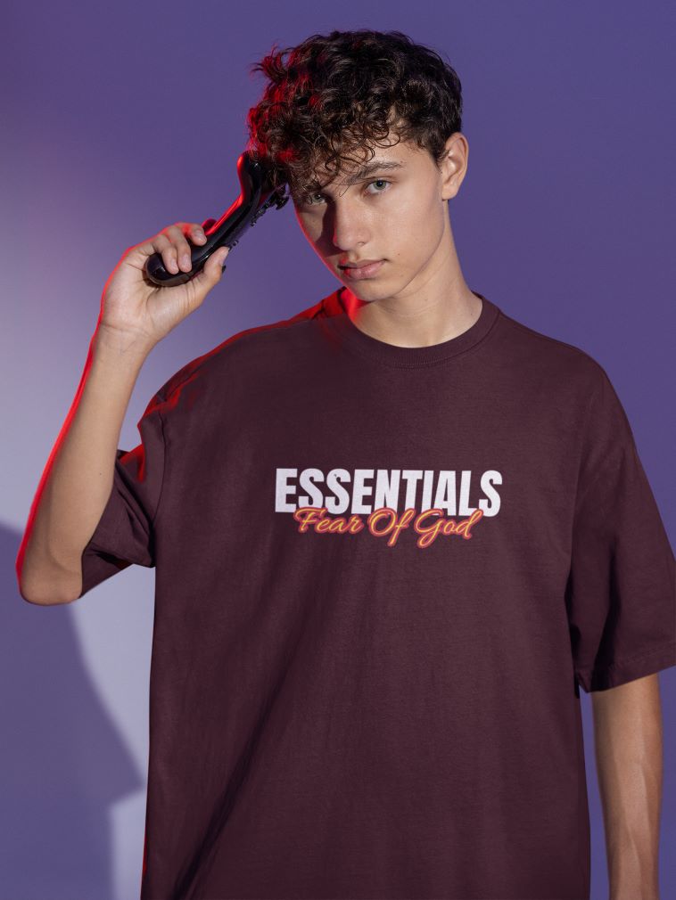 Essentials Oversized T-shirt for Men Maroon