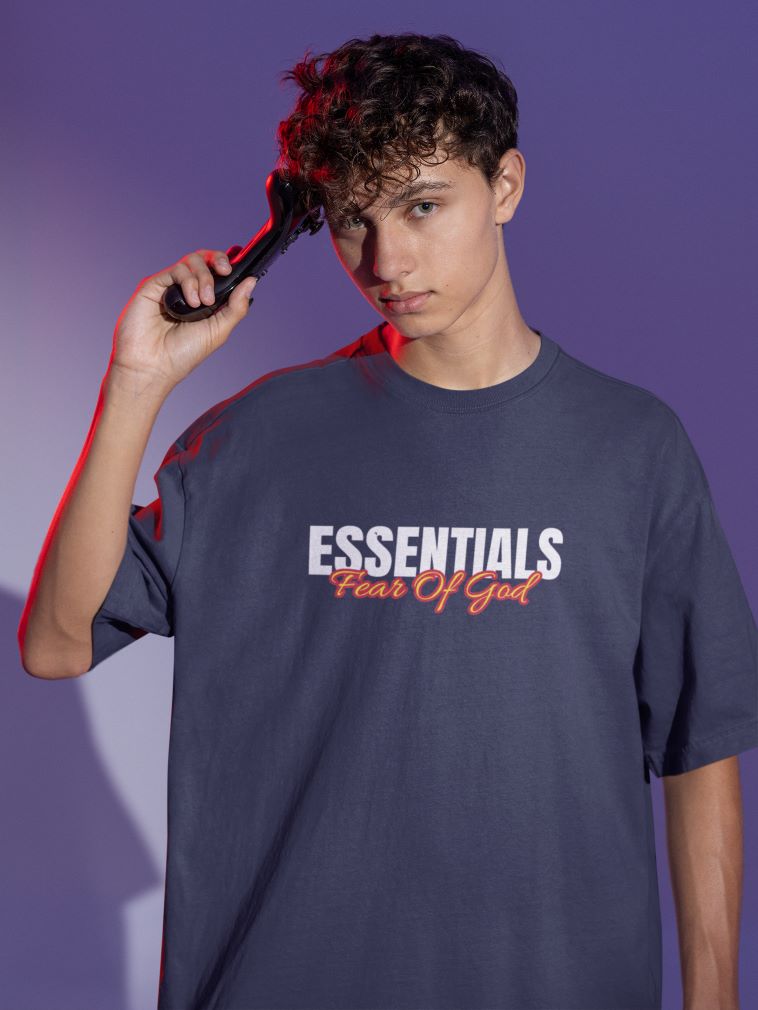 Essentials Oversized T-shirt for Men Navy blue