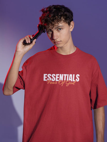 Essentials Oversized T-shirt for Men Red