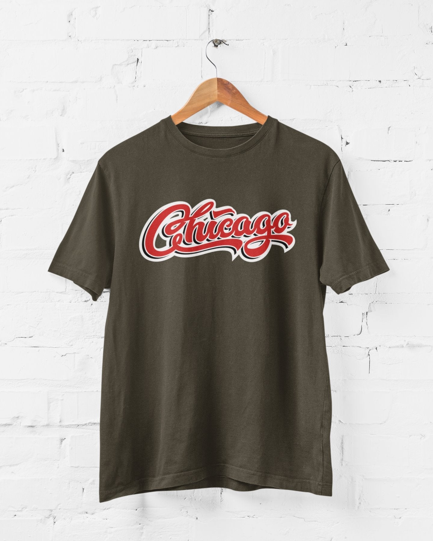 Chicago Half Sleeve T-shirt for Men Olive Green