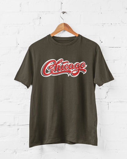 Chicago Half Sleeve T-shirt for Men Olive Green