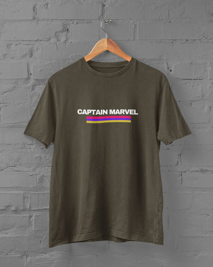 Captain Marvel Half Sleeve T-Shirt for Men Olive Gren