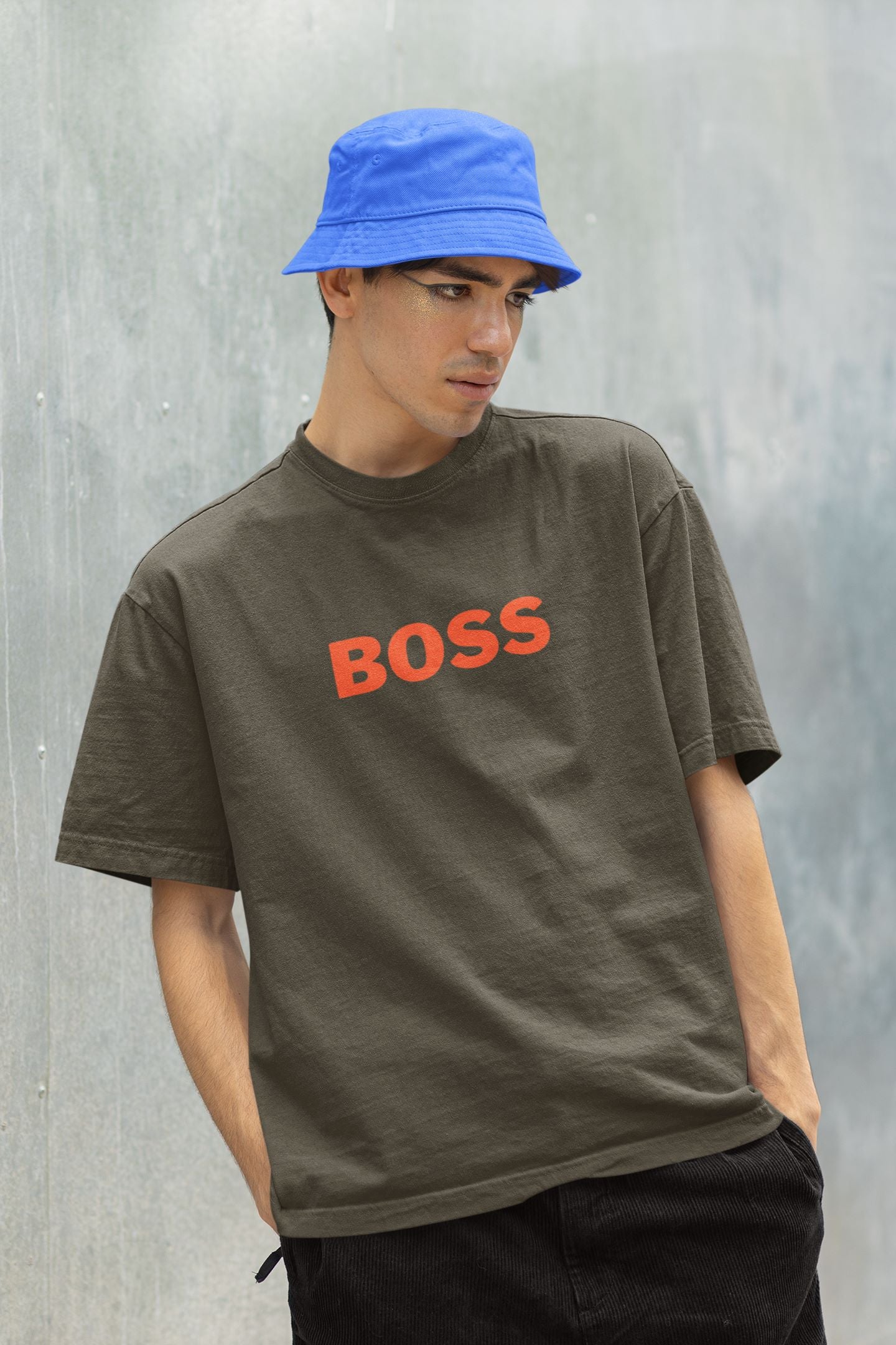 BOSS Oversized T-shirt for Men Olive Green