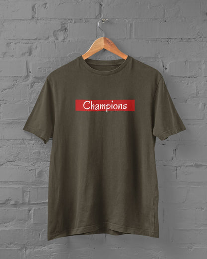 Champions Half Sleeve T-shirt for Men Olive Green