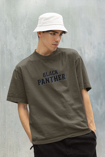 Black Panther Superhero Oversized T-shirt for Men Olive Green