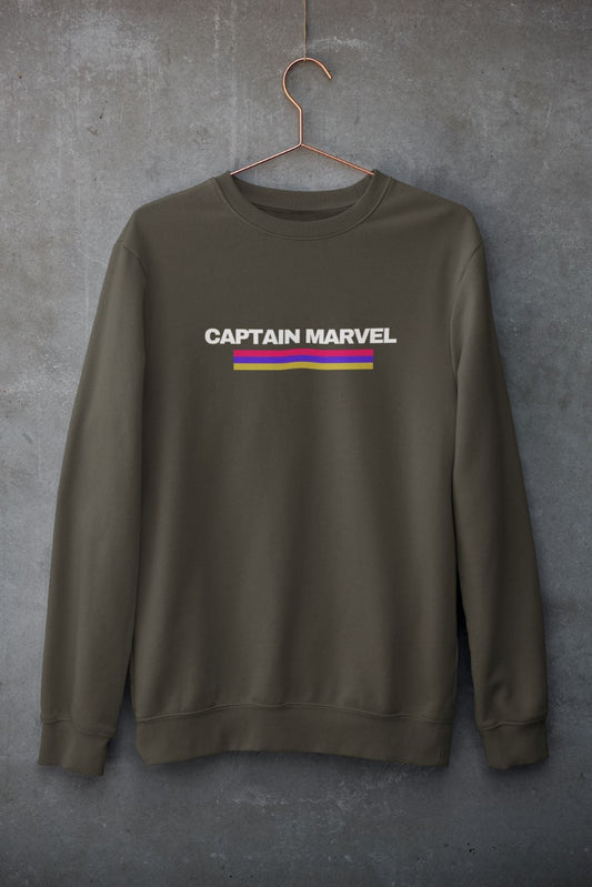 Captain Marvel Superhero Unisex Sweatshirt for Men/Women Olive Green