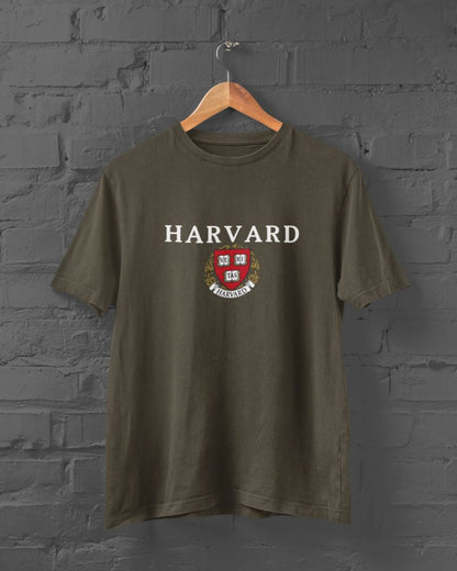 Harvard Half Sleeve T-Shirt for Men Olive Green