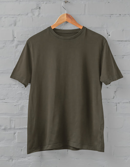 Olive Green Half Sleeve T-shirt for Men