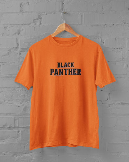 Black Panther Superhero Half Sleeve T-shirt for Men Orange