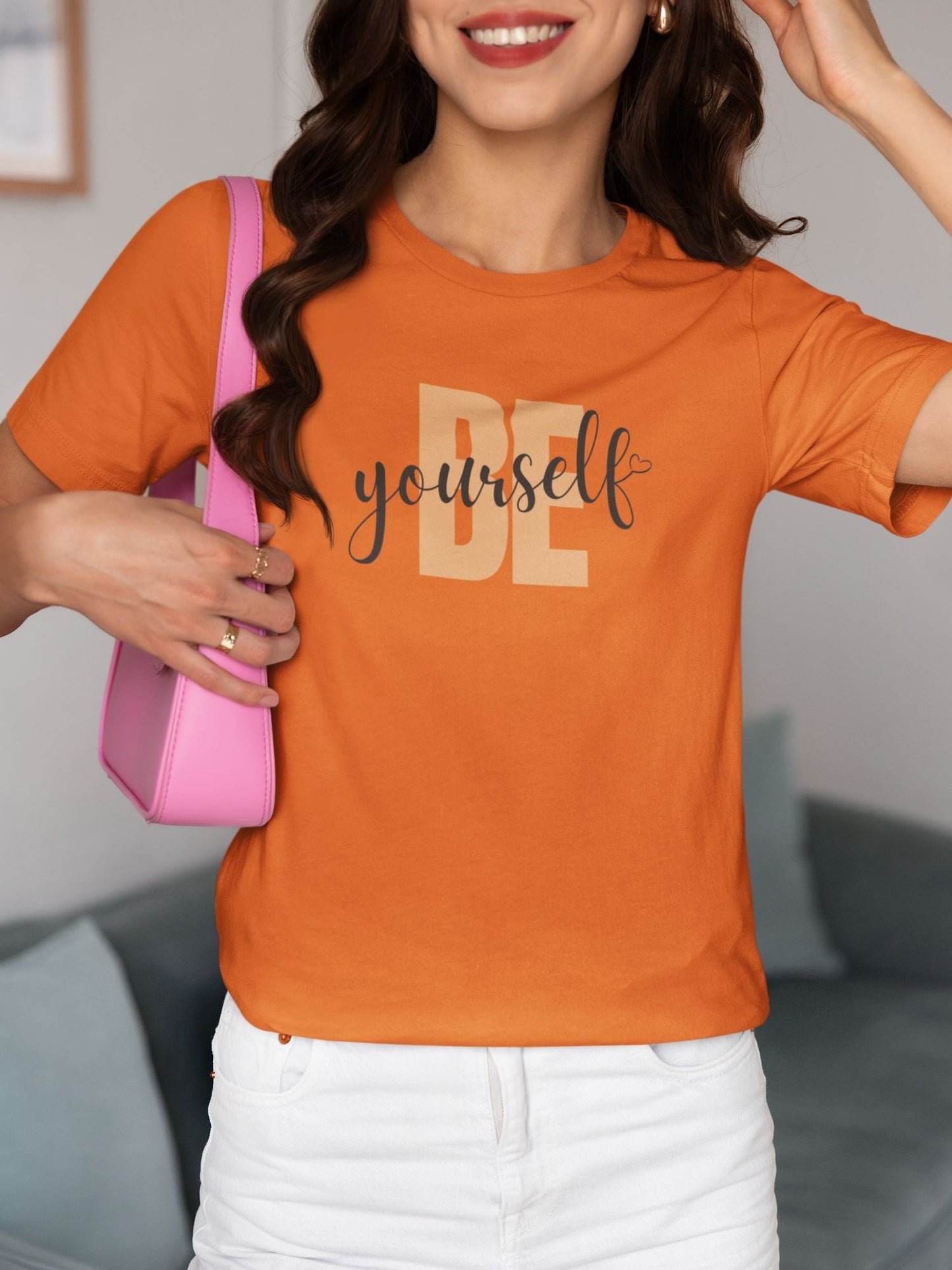 Be Yourself Half Sleeve T-shirt for Women Orange