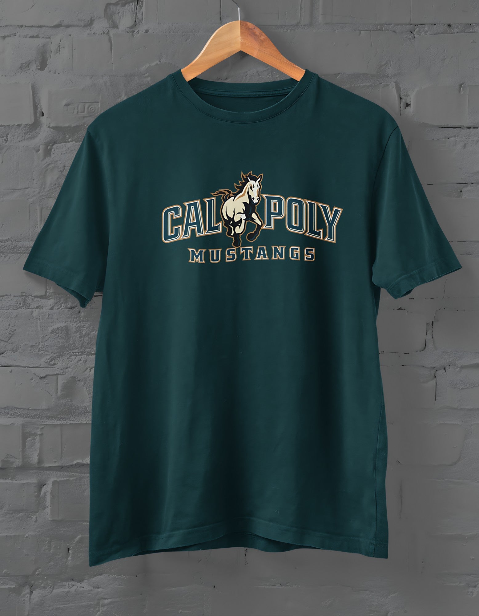 Calpoly Mustangs Half Sleeve T-shirt for Men Petrol Blue