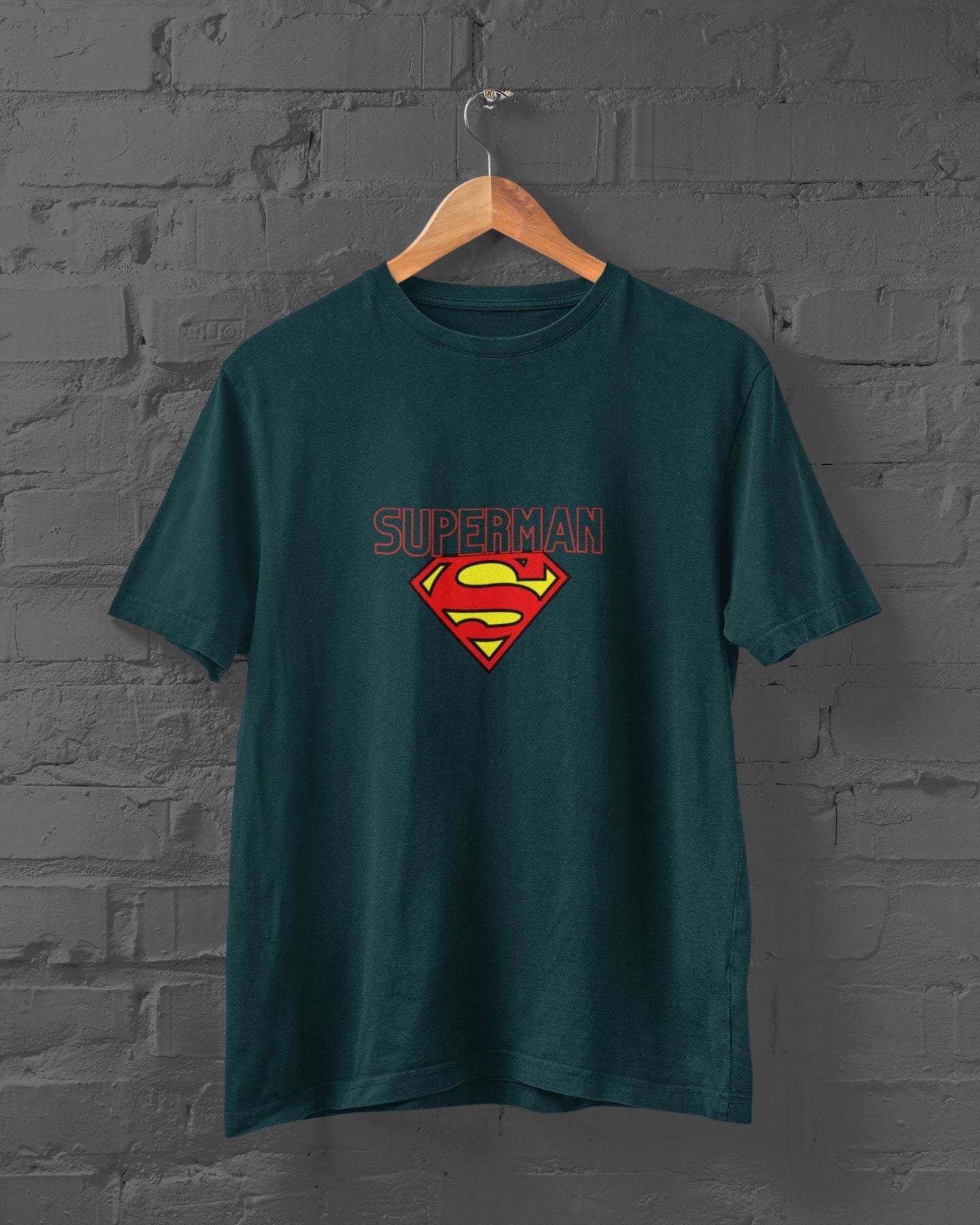 Superman Superhero Half Sleeve T-shirt for Men Petrol Blue