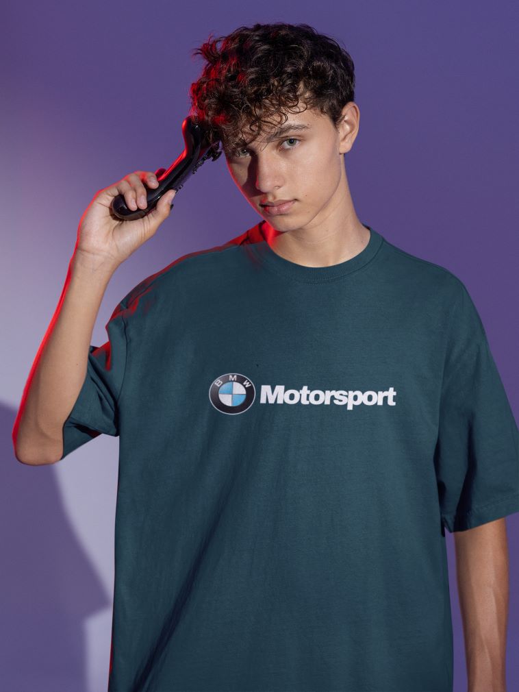 BMW Motorsport Oversized T-Shirt for Men Petrol Blue