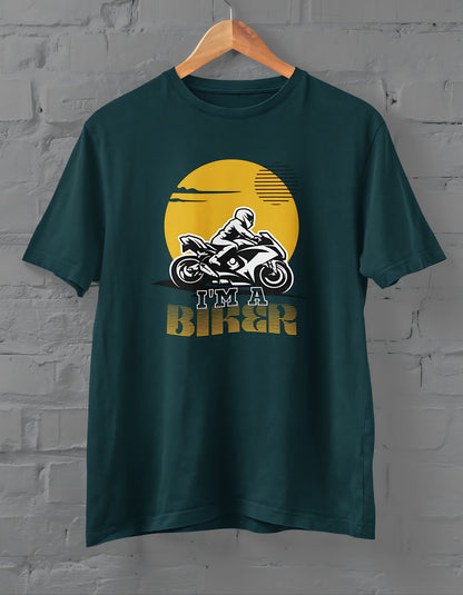 I'm a Biker Half Sleeve T-shirt for Men Petrol Blue