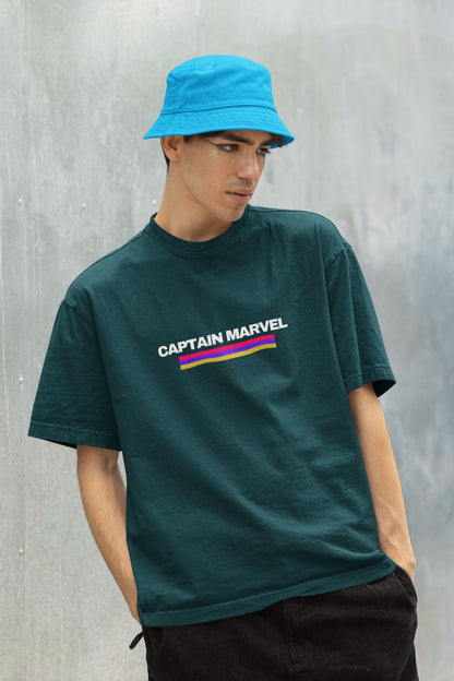 Captain Marvel Oversized T-shirt for Men Petrol Blue