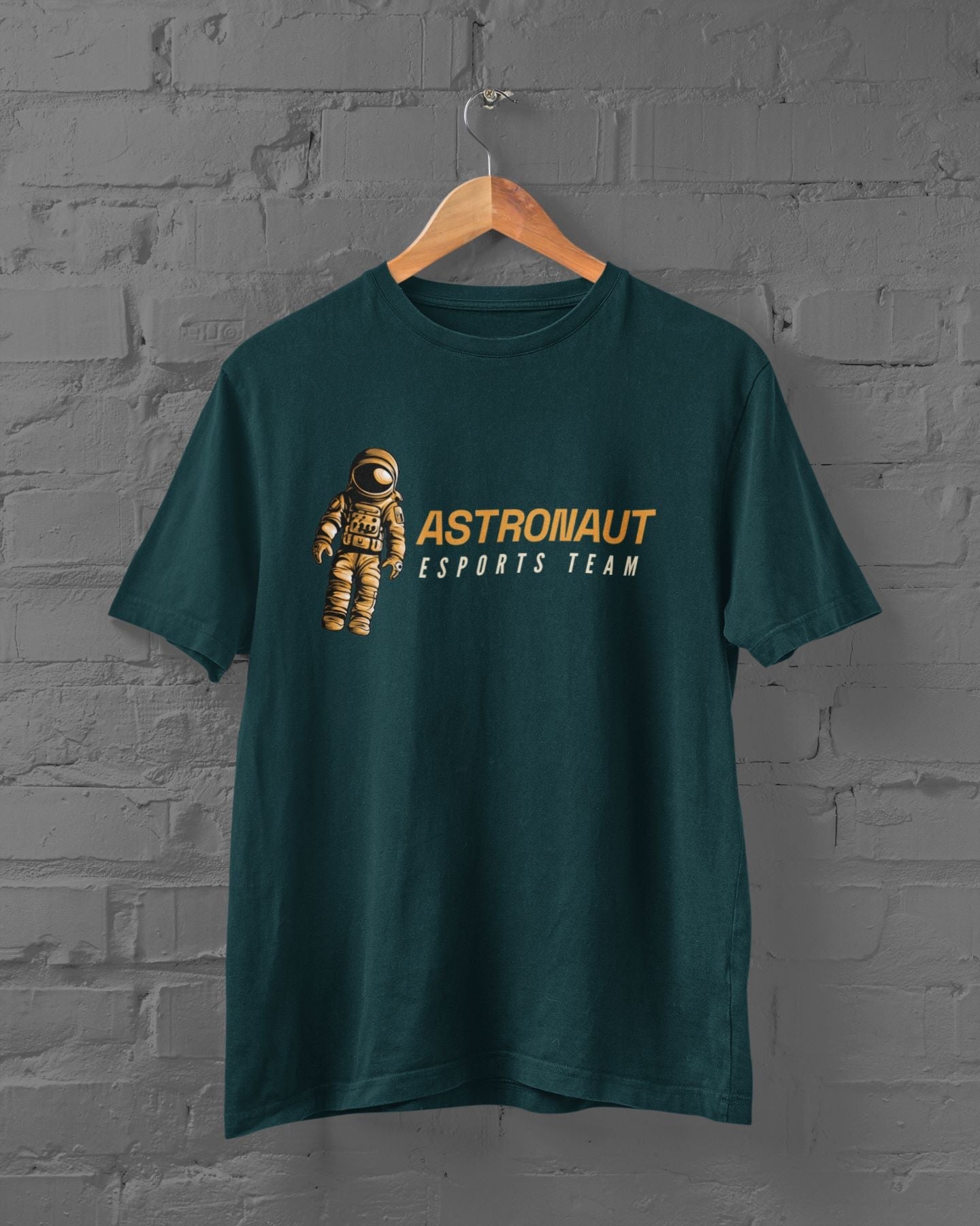 Astronaut Half Sleeve T-shirt for Men Petrol Blue