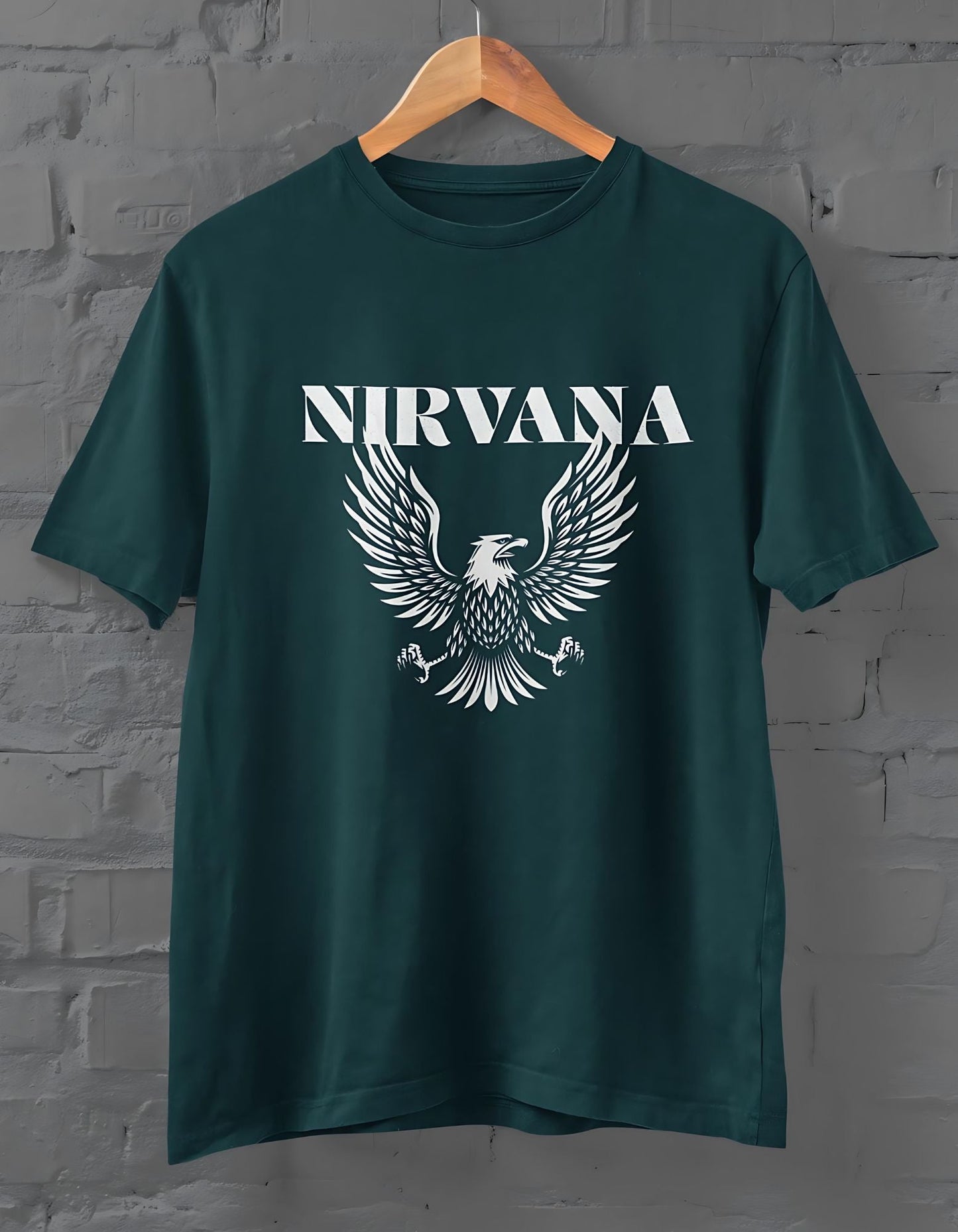 Nirvana Eagle Half Sleeve T-shirt for Men Petrol Blue