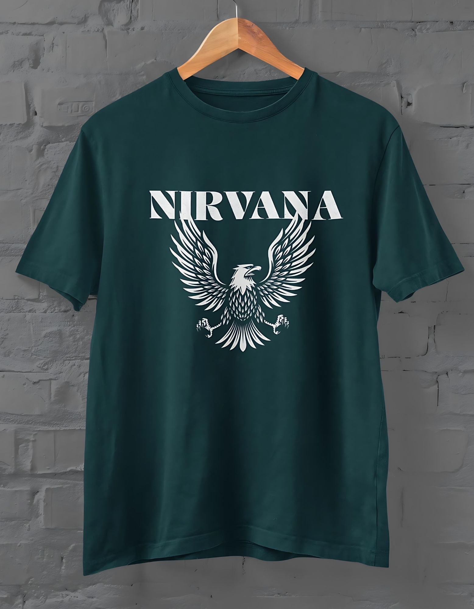 Nirvana Eagle Half Sleeve T-shirt for Men Petrol Blue