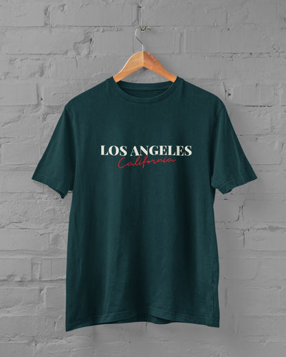 Los Angeles California Half Sleeve T-shirt for Men Petrol Blue