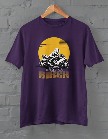 I'm a Biker Half Sleeve T-shirt for Men Purple