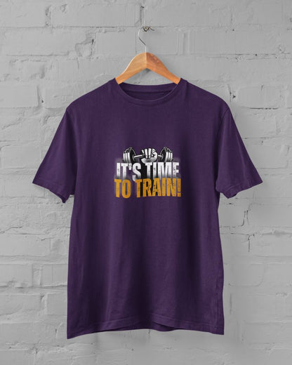 GYM - It's Time to Train Half Sleeve T-Shirt for Men Purple