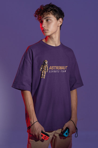 Astronaut Oversized T-shirt for Men Purple