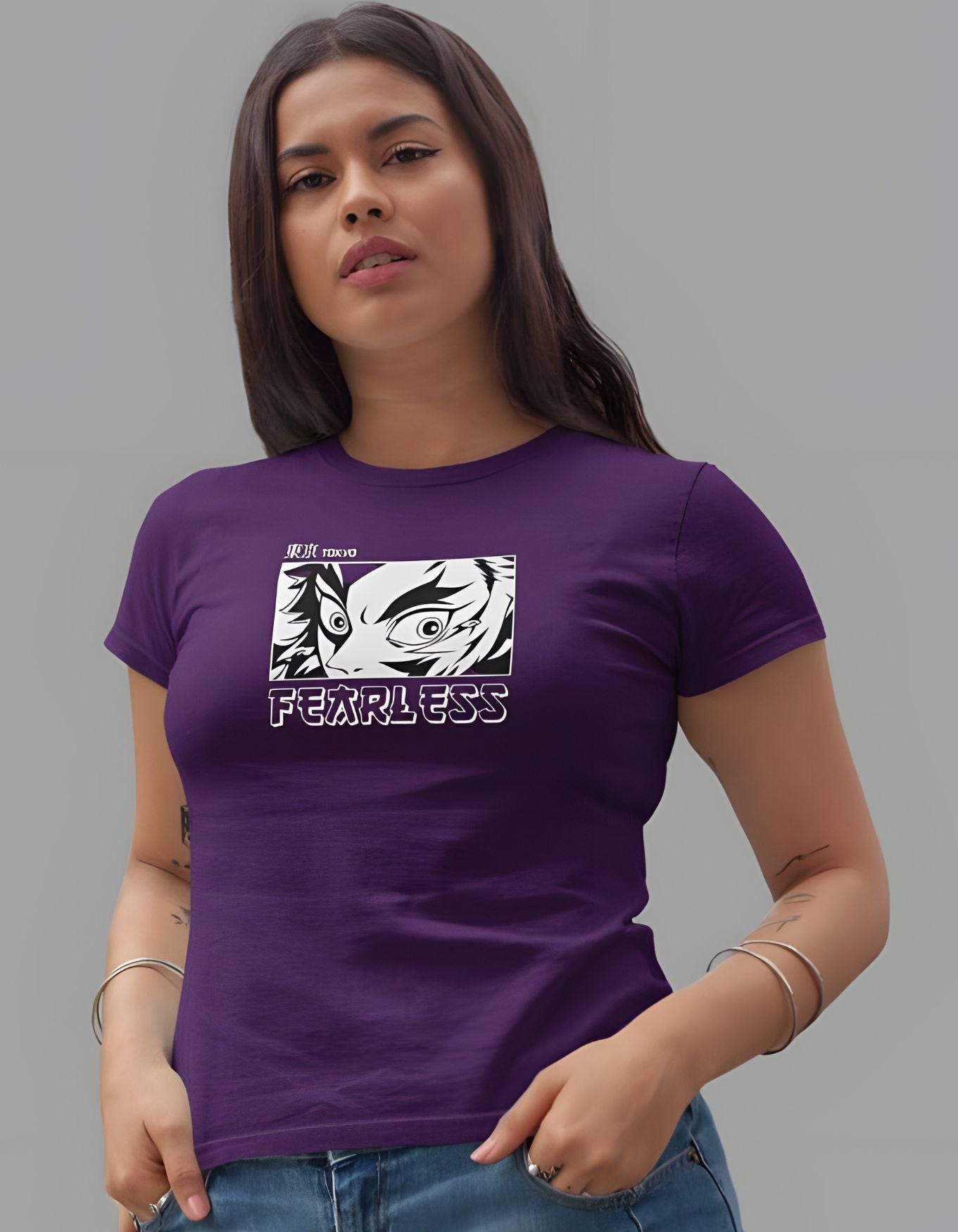 Fearless Animated Comic Half Sleeve T-shirt for Women