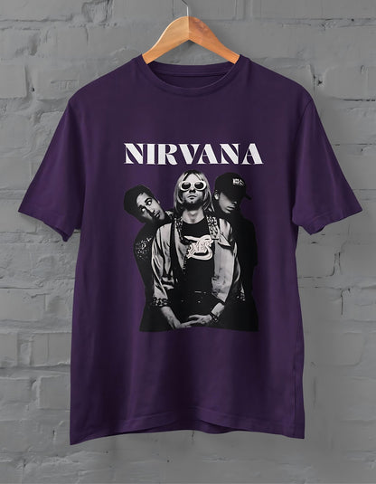 Nirvana Half Sleeve T-shirt for Men Purple