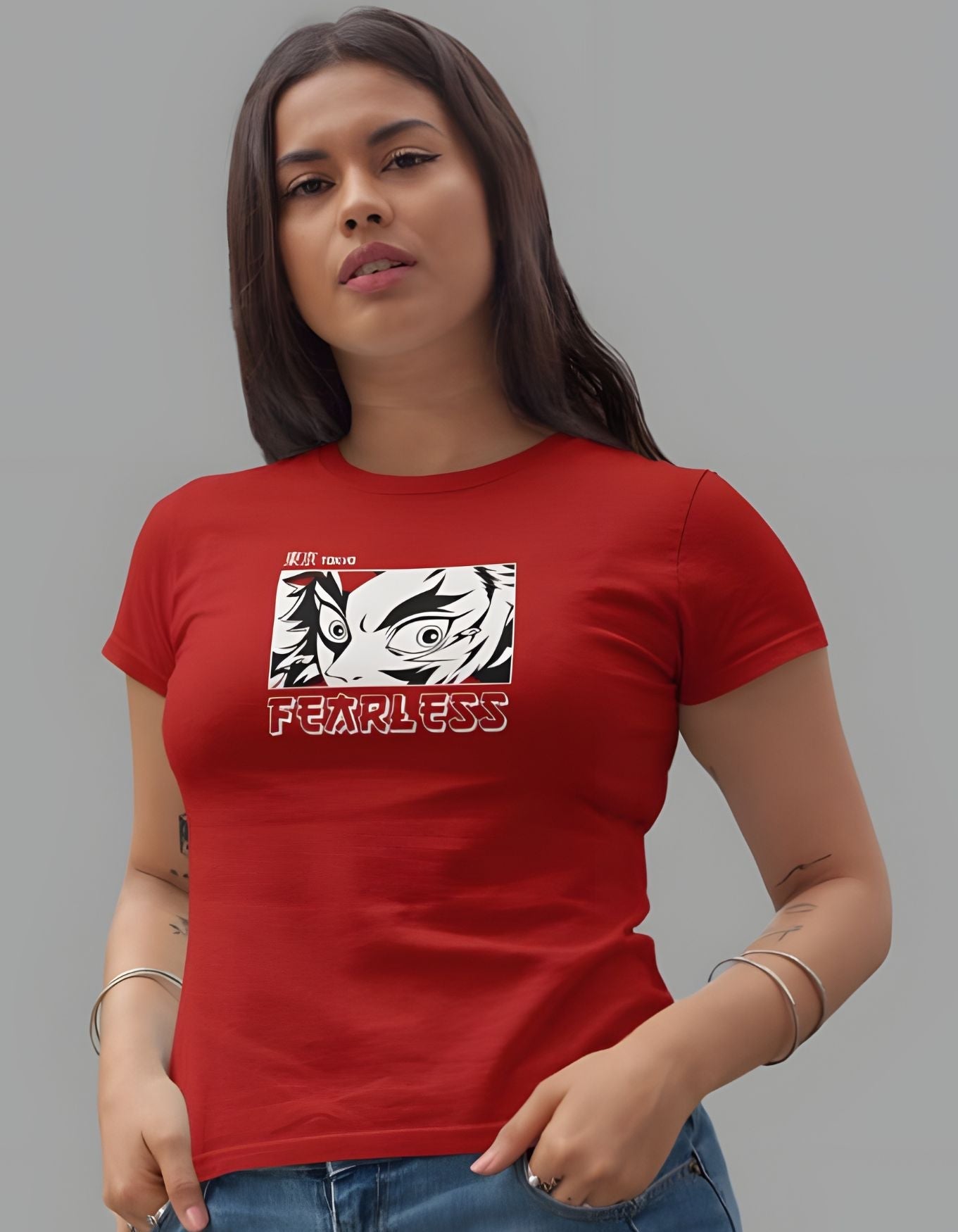 Fearless Animated Comic Half Sleeve T-shirt for Women