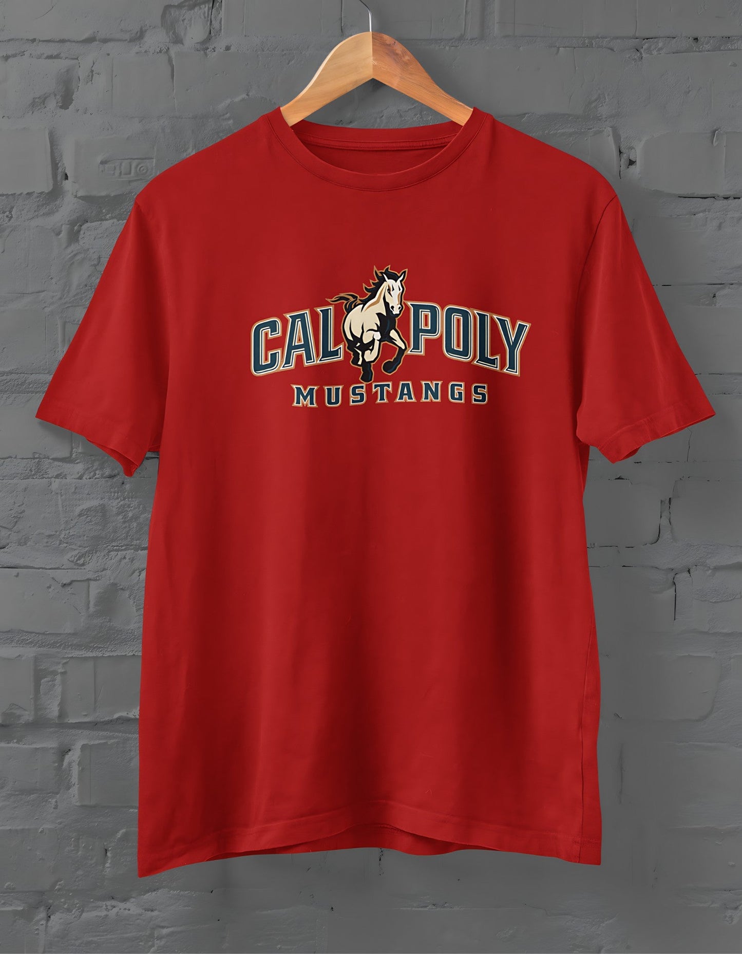 Calpoly Mustangs Half Sleeve T-shirt for Men Red