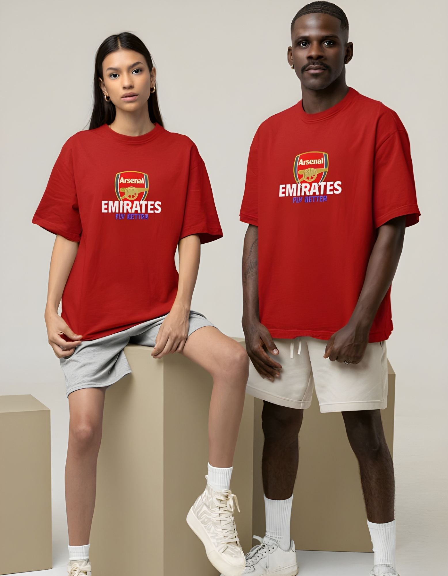 Arsenal Emirates Fly Better Unisex Oversized T-Shirt for Men & Women Red