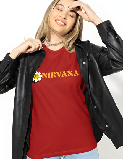 Nirvana Flower Half Sleeve T-shirt for Women