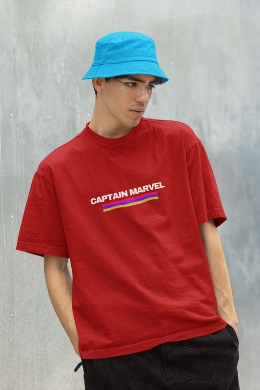 Captain Marvel Oversized T-shirt for Men Red