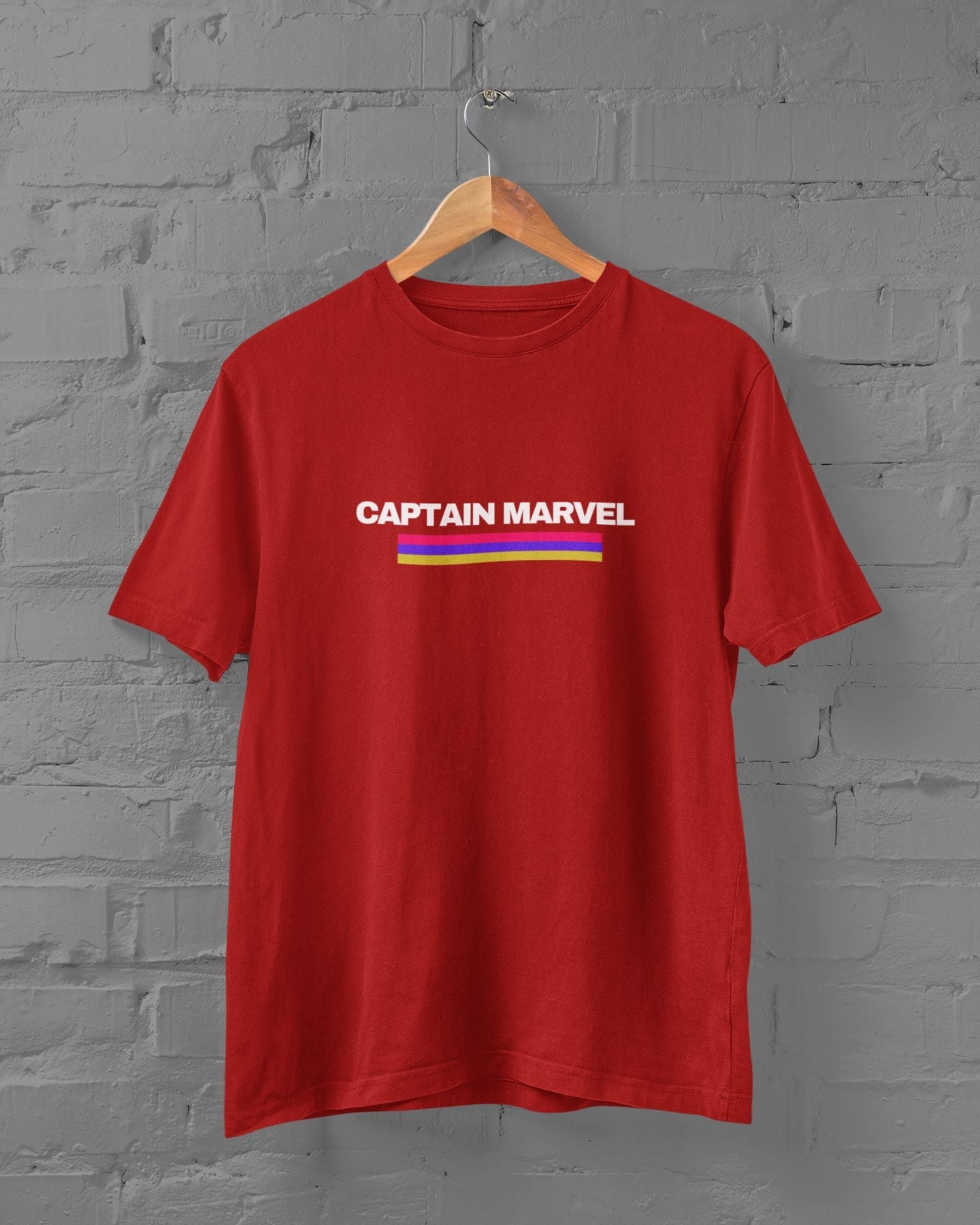 Captain Marvel Half Sleeve T-Shirt for Men Red