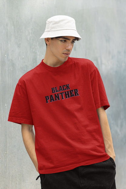 Black Panther Superhero Oversized T-shirt for Men Red