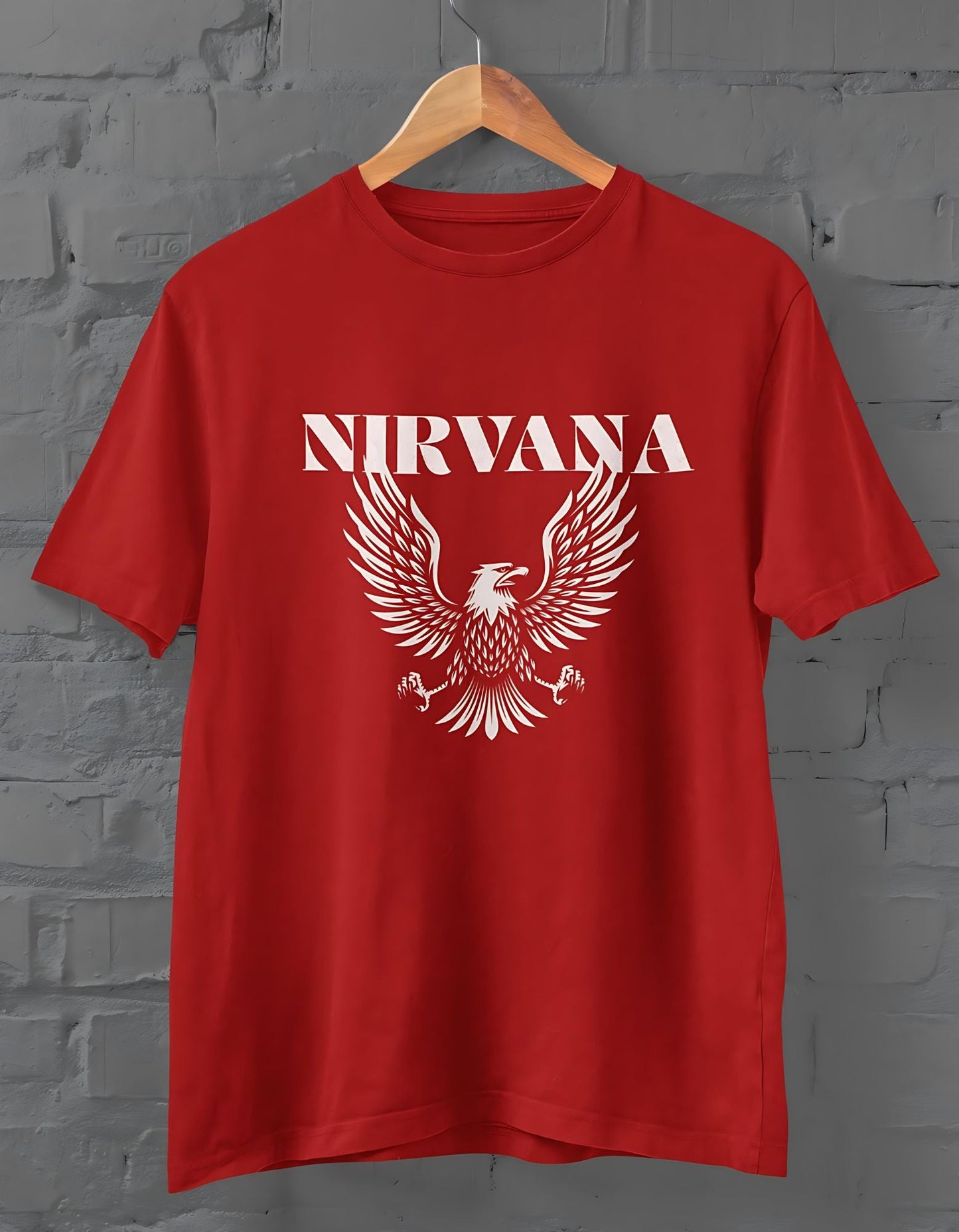 Nirvana Eagle Half Sleeve T-shirt for Men Red