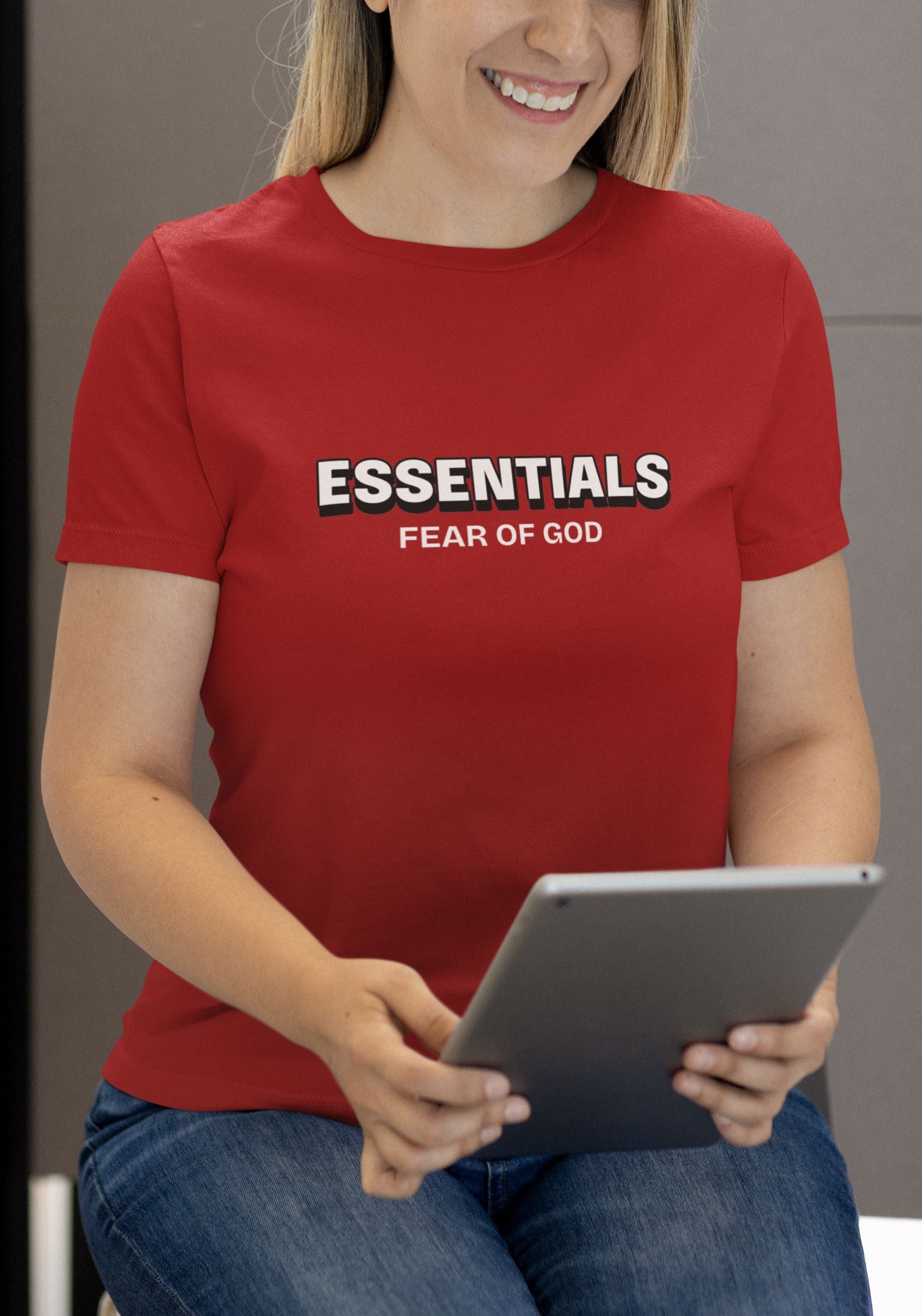 Essentials FOG Half Sleeve T-shirt for Women Red