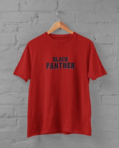 Black Panther Superhero Half Sleeve T-shirt for Men Red