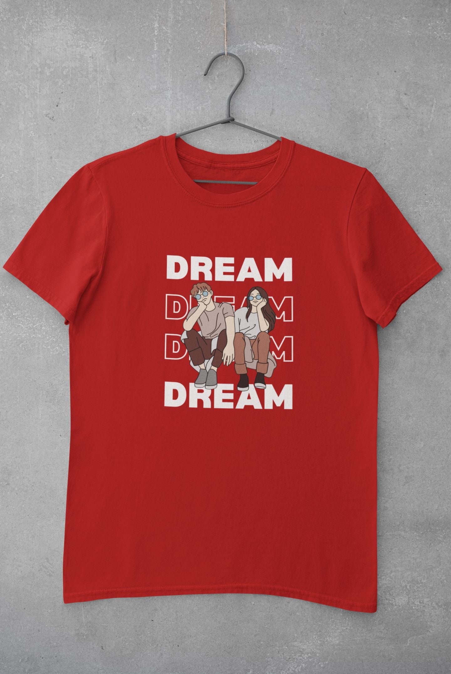 Dream Half Sleeve T-shirt for Women Red