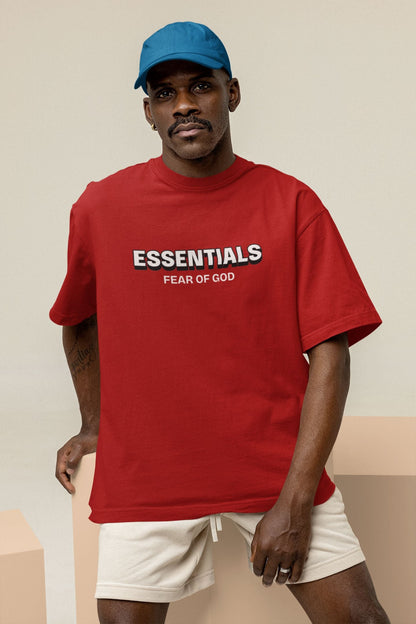 Essentials FOG Oversized T-shirt for Men Red