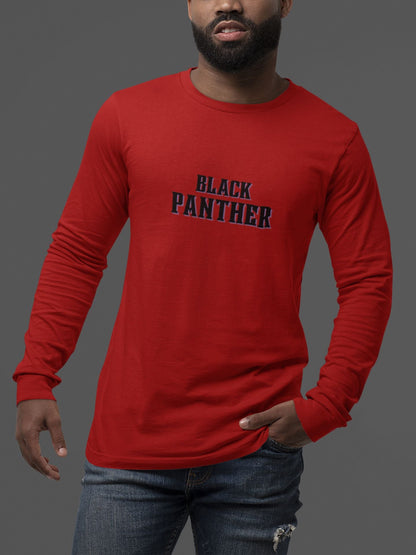 Black Panther Superhero Full Sleeve T-shirt for Men Red