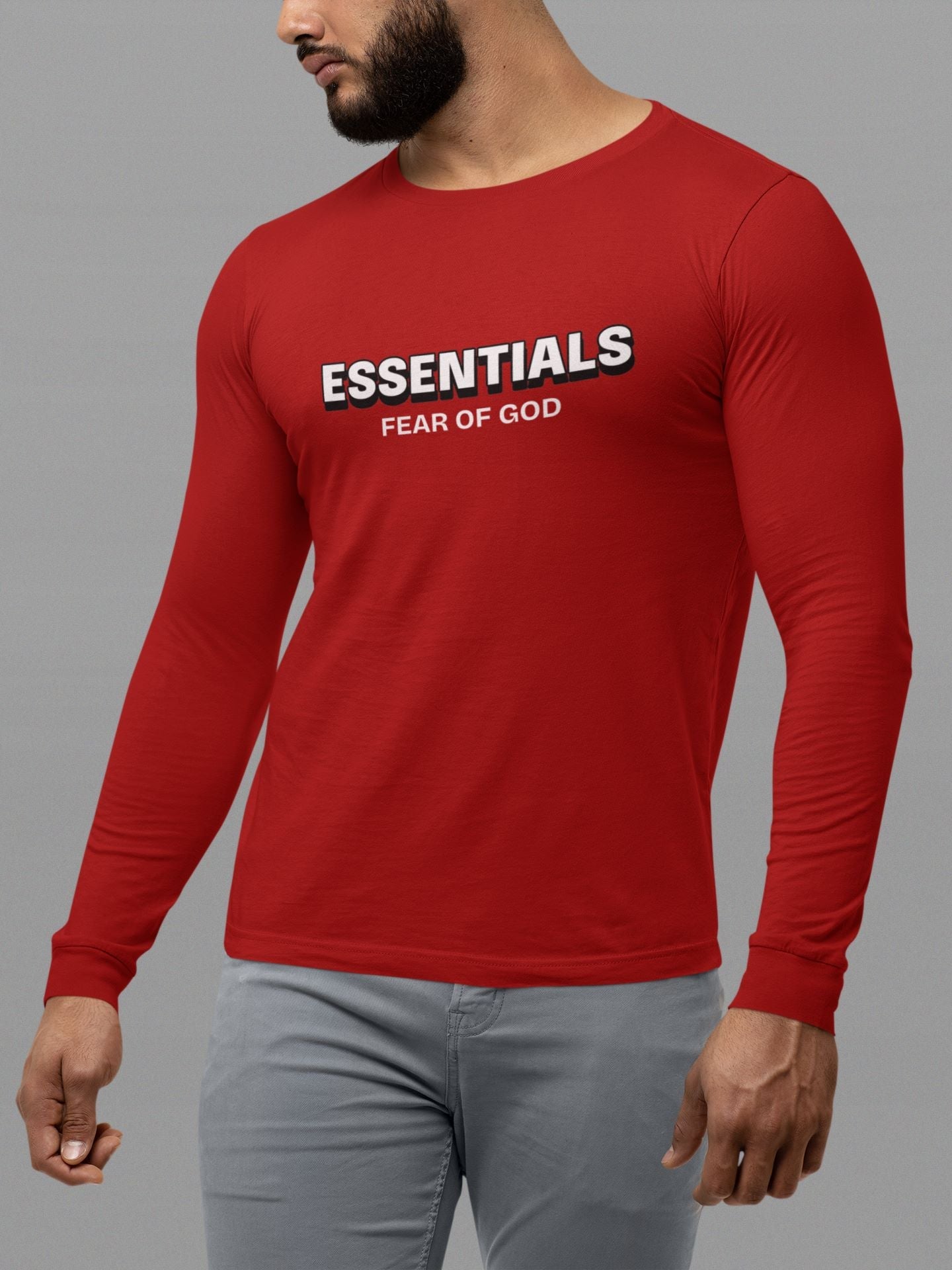 Essentials FOG Full Sleeve T-shirt for Men Red