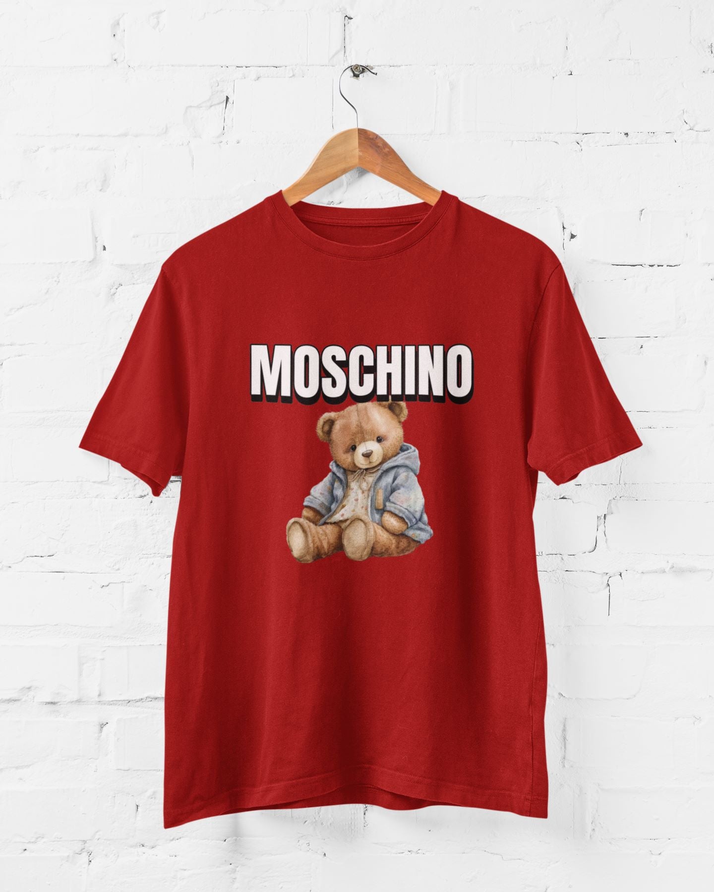 MOSCHINO Bear Half Sleeve T-shirt for Men Red