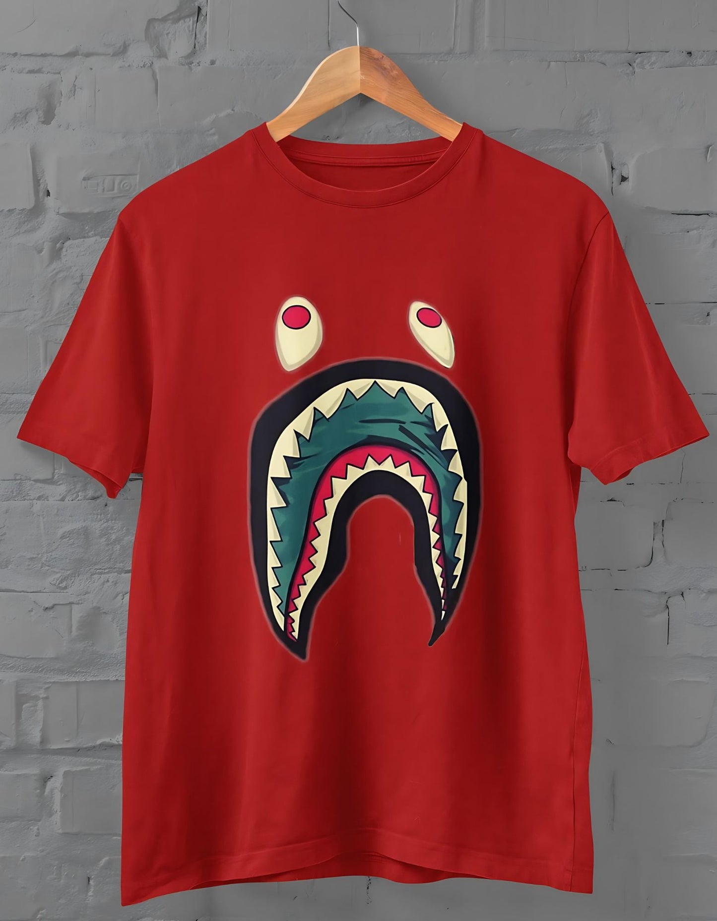 Bape Shark Half Sleeve T-shirt for Men Red