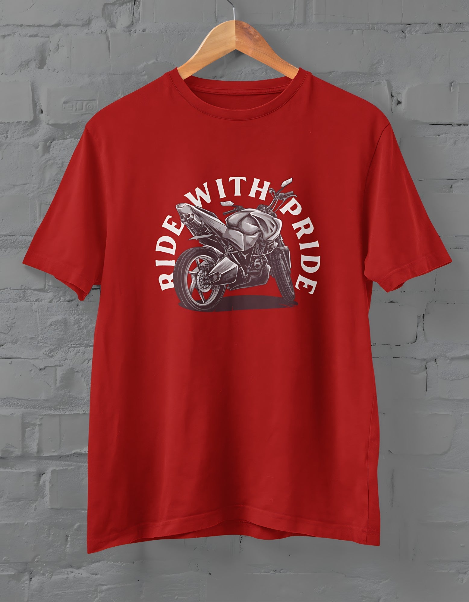 Ride with Pride Half Sleeve T-shirt for Men Red