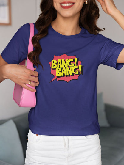 Bang Bang Half Sleeve T-shirt for Women Royal Blue