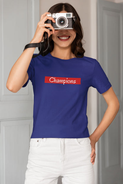 Champions Half Sleeve T-shirt for Women Royal Blue